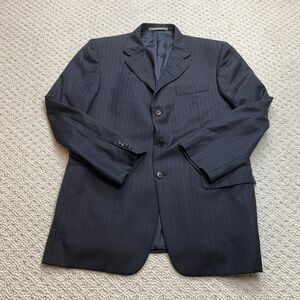 Hickey Freeman Barneys New York Suit Jacket Mens 42 Regular Nacy Blue Striped